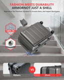 ISLAND ELEPHANT Expandable 20Inch Carry On Luggage Airline Approved - Top Opening Hardside Travel Suitcase Unbreakable -with Cup Holder,USB Charge,Side Pothook, 360°Spinner Wheels, TSA Lock-Grey