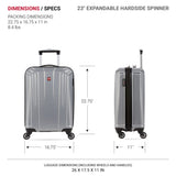 SwissGear 3750 Hardside Luggage with Spinner Wheels, Silver, Checked-Medium 23-Inch
