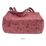 TOPASION Cute Corduroy Tote Bag Canvas Shoulder Handbags for Women Travel Shopping (Rose Wine Red)