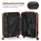 Suitour 4 Piece Luggage Sets, Hard Shell Suitcase Set with Spinner Wheels 16 20 24 28inch Travel Sets(Black Tan)