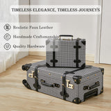 UNIWALKER Vintage Luggage Set of 3, Retro Spinner Trunk with Combo Lock for Women, Cute Designer Travel Suitcase Set with Train Case (26"+20"+12", grid)