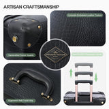 universal trotter 3-Piece High-Capacity Lightweight Vintage PU Leather Hardshell Luggage Set (20/24/28 Carry-on & Checked), Water-Resistant PU Trunk Style, 360° Spinner Wheels (Jet Black)