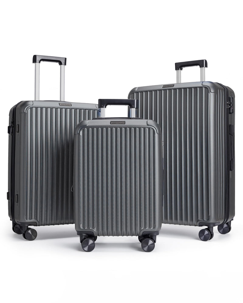 LIGHT FLIGHT Luggage Sets, Durable Hard Shell 3 Piece Set Suitcase with Spinner Wheels, Hardside Lightweight Luggage set with TSA Lock, Large Travel Luggage Set (20" 24" 28"), Glacier Gray