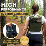 Polyfit Rucking Backpack 2.0 - Weighted Ruck Pack for Weight Plates - Patent Pending Side-Loading Rucksack for Walking, Running, Rucking, Strength and Endurance Training - Black Camo