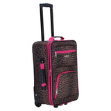 Rockland Fashion Softside Upright Luggage Set, Expandable,Lightweight,Telescopic Handle,Wheel, Pink Leopard, 2-Piece (14/19)