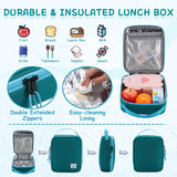 VASCHY Kids Backpack Lunch Bag Set, Girls 2-1 School Bookbag Insulated Lunch Box for Toddlers Preschool,Daycare,Kindergarten,Elementary School Green