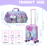 Inprof Kid’s Luggage Set 3 Piece Suitcase Set 16’’ Hardside Luggage with Spinner Wheels Girls Carry on Toddler Luggage Travel Rolling Luggage Airline Approved