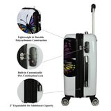 World Traveler Butterfly 20-Inch Carry-On Polycarbonage Hardside Expandable Spinner Luggage with Enhanced Wheel System