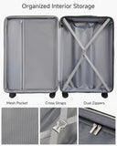 Luggage Sets 5 Piece, H1F Hardside Suitcase With Wheels - Spinner Wheels, TSA Lock, Includes Tote Bag（FX-Lite,Black,5 Piece Sets）