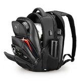 Swissdigital Design TSA Business Laptop Backpack for Men, Large Capacity Travel Backpack with Apple Find My Network and USB Charging Port Tech Backpacks Fits 17 Inch Computer Black| SD1643FB-01