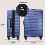 U.S. Traveler Boren Expandable Hardside Rugged Travel Luggage with 8 Spinner Wheels, Navy, Checked-Large 30-Inch