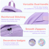VASCHY Backpack for Girls, Cute School Bag Bookbag for Elementary Middle Schooler Teen Girls/Kids Travel with Clear Pin Pouch Purple