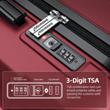SHOWKOO Luggage Sets 3 Piece Expandable 100% PC Durable Hardshell Suitcase with Wheels TSA Lock Lightweight Wine Red