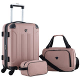 Travelers Club Chicago Hardside Expandable Spinner Luggage, Rose Gold, 3 Piece Set
