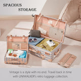 UNIWALKER Vintage Luggage Set of 3, Retro Spinner Trunk with Combo Lock for Women, Cute Designer Travel Suitcase Set with Train Case (26"+20"+12",blue strip)
