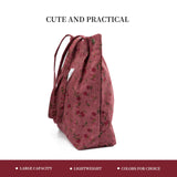 TOPASION Cute Corduroy Tote Bag Canvas Shoulder Handbags for Women Travel Shopping (Rose Wine Red)