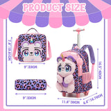 Meetbelify Rolling Backpack for Girls Backpack with Wheels for Elementary Student Kids School Bag with Lunch Box Pencil Case for Girls Ages 6-8 Years Old
