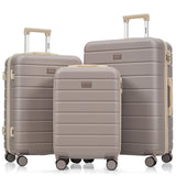 Merax 3 Piece ABS Hardshell Luggage Sets Spinner Wheel Suitcase TSA Lock Suit Case, Rosybrown, 20/24/28 Inch