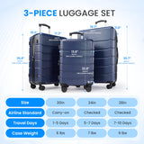 Simple Deluxe 24 Inch Expandable Hardside Carry On with Spinner Wheels & TSA Lock, ABS Hard Shell Lightweight Rolling Luggage Suitcase, Blue