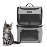 UTOPPI Cat Backpack Carrier for 2 Cats, Kittens or Small Dogs, Foldable & Breathable Pet Travel Bag, Cat Carrier Soft Sided & Lightweight, Holds up to 10kg, Ideal for Hiking, Camping & Picnic