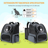 Bubble Cat Backpack Carrier, Expandable Cat Carrier Backpack,Breathable Pet Backpack for Medium Cat,Kitten and Small Puppy, Large Space,Portable Bags Foldable Dog Backpack for Traveling,Hiking(Grey)