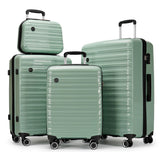 GinzaTravel 4 Piece Hard Shell Luggage Sets with Spinner Wheels PP Hardside Large Suitcase with Wheels TSA Lock,20 inch 24 inch 28 inch,Green