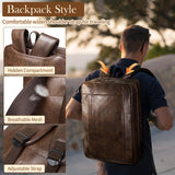 Faux Leather Messenger Bag for Men 17-17.3 Inch: Convertible 3 in 1 Backpack Laptop Bag Briefcase Computer Handbags Shoulder Crossbody Bag with Padded Laptop Sleeve for Work College Travel, PU Coffee