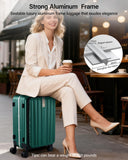 Hanke 26 Inch Large Checked Luggage PC Hard Shell Luggage Top Opening Travel Luggage Suitcases with Wheels for Woman Men.(Dark Green)