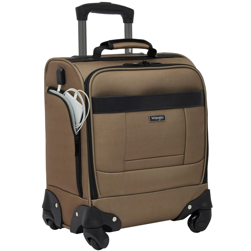 Wrangler 17" Underseat Spinner Carry-On Luggage, Mocha