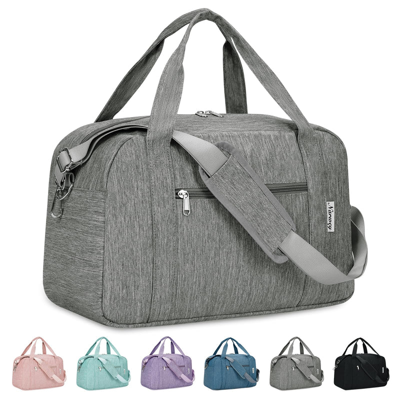 Narwey 18" Carry on Bag Underseat Luggage for Airplane Spirit Airlines Personal Item Bag Travel Duffel Bag Small Gym Bag Weekender Overnight Bag with Wet Pocket for Women and Men (Grey)