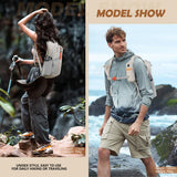 BECOJADDE 15L Small Hiking Backpack for Men Women Foldable Packable Back Pack Ultralight Hiking Daypack for Travel Camping Outdoor, Beige