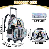Meetbelify Rolling Backpack for Girls Backpack with Wheels for Elementary Student Kids School Bag with Lunch Box Pencil Case for Girls Ages 6-8 Years Old Black A