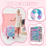 Homskiii Cute Cat Kid’s Luggage Set 2 Piece Suitcase Set 16" Hardside Luggage with Spinner Wheels Girls Carry on Toddler Travel Rolling Luggage Airline Approved