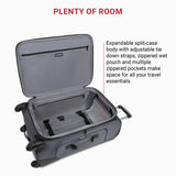 SwissGear Sion Softside Expandable Luggage – Medium Checked Suitcase with 360 Degree Wheels & Retractable Handle – 25 Inch, Perfect for 1-7 Night Trips – Dark Gray
