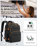 HOTOR Travel Backpack for Women - Large 15.6inch Laptop Computer Bag Water-Resistant Carry on Backpack Flight Approved Personal Item Travel Bag for Work, Business, College, Black, 13.0" x 7.9" x 17.3"