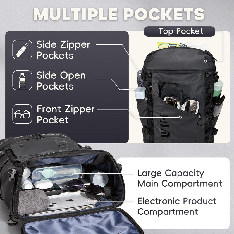 HIMZ WARRIOR Cooler Backpack with Lunchbox Compartment for Travel Large Insulated Backpack Heavy Duty Men for Camping -17 inch Laptop Bag Carry On Backpacks for Airplane, Black