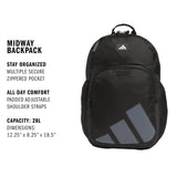 adidas Midway School Backpack – Bookbag for Laptop Work Travel, 28L