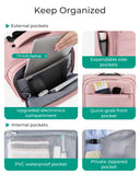 BAGSMART Underseat Carry on Luggage with Wheels, Soft Underseat Travel Luggage with PVC Wet/Dry Pockets, Lightweight Soft Personal Item Suitcase for Short Trip, Sakura Pink