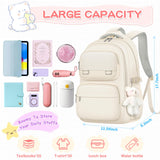 KBTYE School Backpack for Kids Girls Cute Travel Backapck for College Women Men Casual Laptop Bookbag for Teen Student(Beige)