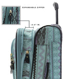 Steve Madden Designer Luggage Collection - 3 Piece Softside Expandable Lightweight Spinner Suitcase Set - Travel Set includes 20 Inch Carry on, 24 Inch & 28-Inch Checked Suitcases (Print/Teal)