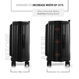 TRAVELARIM 20 Inch Carry On Luggage 22x14x9 Airline Approved, Carry On Suitcase with Wheels, Hard-shell Carry-on Luggage, Durable Luggage Carry-On, Black Small Suitcase with Cosmetic Case