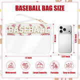 BuyCard Baseball Gifts Makeup Bag with Chenille Letter Patch, Clear Cosmetic Pouch PVC Organizer Purse, Waterproof Travel Bag, Portable Toiletry Storage Bag for Her Friends