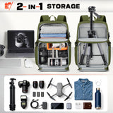 RAINSMORE Camera Bag Backpack for DSLR/SLR/Mirrorless Camera Bags for Photographers 15.6 Inch Waterproof Tactical Photography Backpack Case with Rain Cover & Tripod Holder, Army green