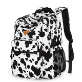 ZORFIN 26L Backpack for College, and Travel: Water Resistant Bookbag - Cow Print Black