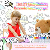 smilesun 2PCS Kids Luggage Set with DIY Coloring, 14" & 20" Lightweight Travel Carry On Suitcase with Spinner Wheels, TSA Lock