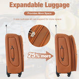 Merax Softside Luggage Set, 5 Piece Expandable Travel Suitcase Set with Spinner Wheels and TSA Lock,22" 26" 30"(Orange)
