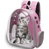 Vivicreate Large Cat Backpack Carrier for Travel and Hiking Transparent Pet Bubble Backpack for Cats up to 20lbs with Ventilation and Padded Straps Mochila para Gatos transportadora mascotas (Pink)