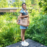 Fammart Mesh Beach Bag for Women, Casual Hobo Bags Large Beach Tote for Pool Travel Cruise Vacation Essentials, Sandproof Bottom - Khaki