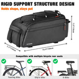 JXFUKAL Bike Bags for Bicycle Rear rack, 13L Supportive Bike Rack Bag Built-in Rigid side & Base Panel, Waterproof Reflective Ebike Trunk Pannier Saddle Seat Bag Carrier for Commuter Travel Outdoor