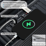 HanTrip Hard Shell Suitcases Airline Approved 20 Inch Carry on Luggage with Wheels, Expandable Travel Luggage with Cup Holder Charger Built in Lightweight Small Suitcase, Black